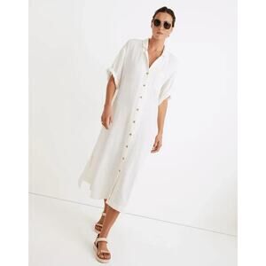 Madewell Lightestspun White Cotton Midi Shirt Dress Medium